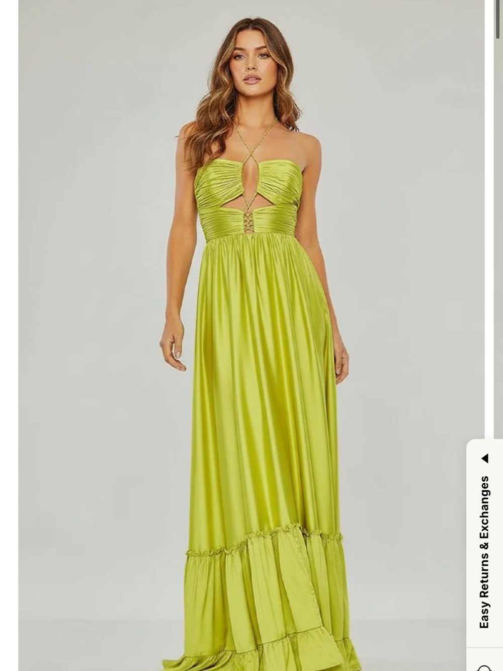 Formal Full Length Gown in Chartreuse Lime Green